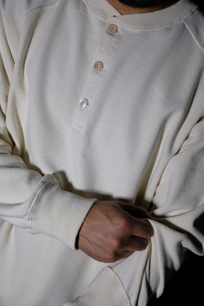 HENLEY NECK LIGHT SWEAT SHIRT